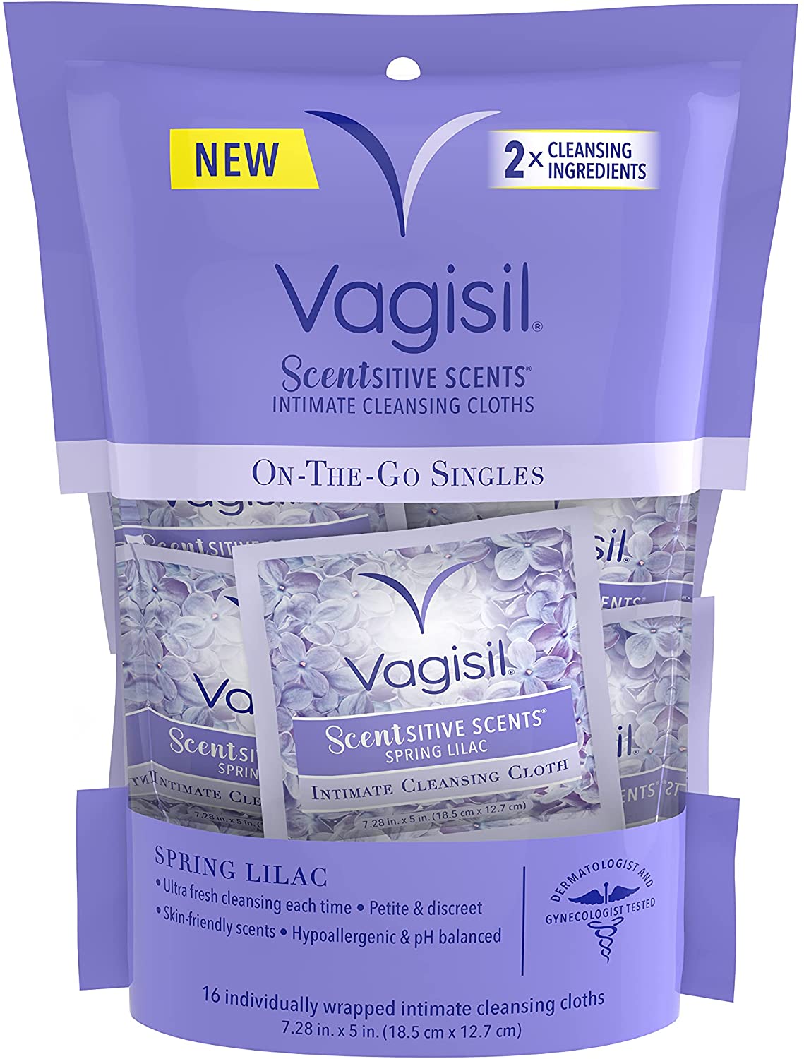 Vagisil Scentsitive Scents Intimate Cleansing Wipes, Spring Lilac